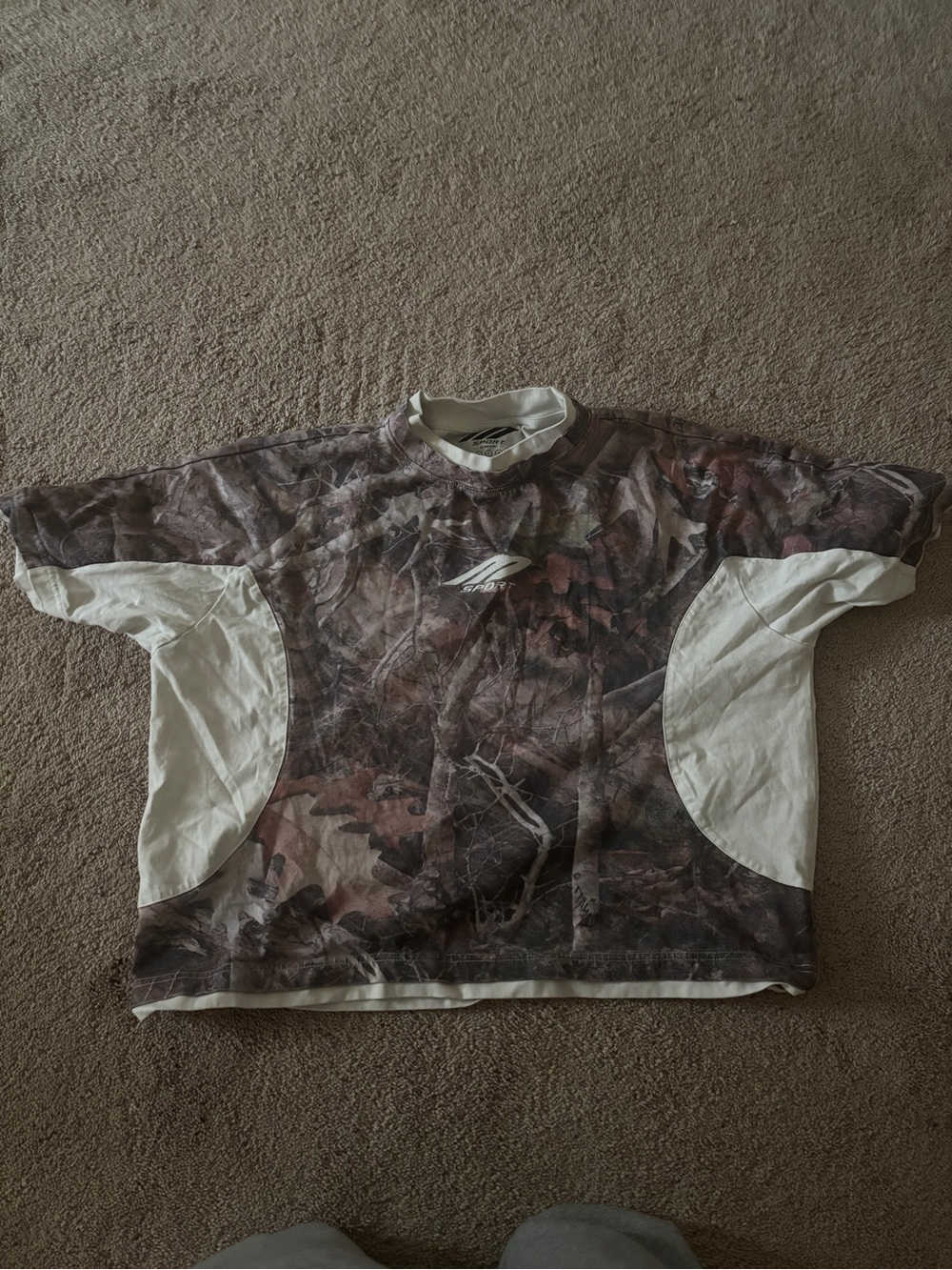 Mockart Short Sleeve Camo Tee in Brown/White